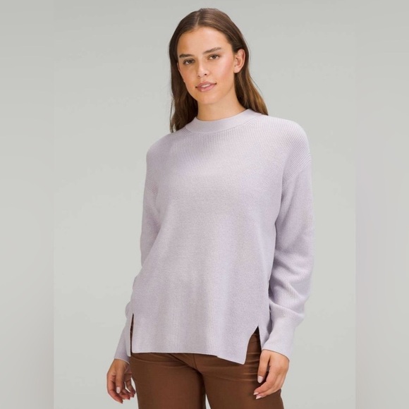 lululemon athletica Sweaters - Lululemon Merino Wool Blend Ribbed Crewneck Sweater, Faint Lavender, Size 12